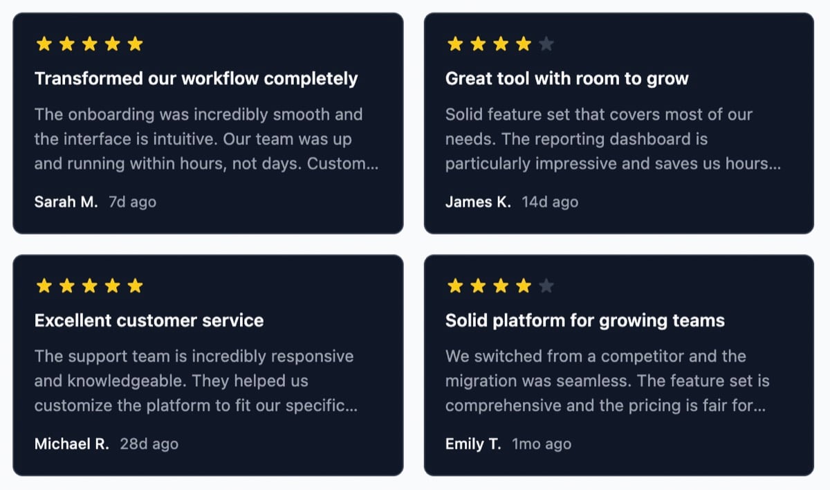 Stunning testimonial display widget